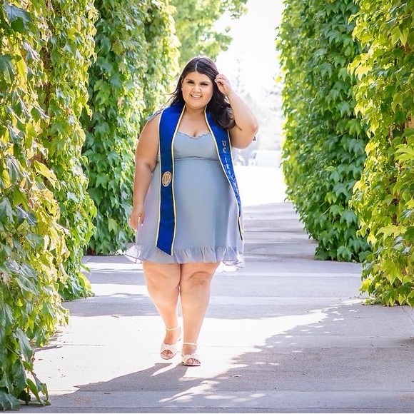 Reformation Plus Size Mini Blue Christine Ruffle Dress size 20 2x or 3x - Picture 5 of 5